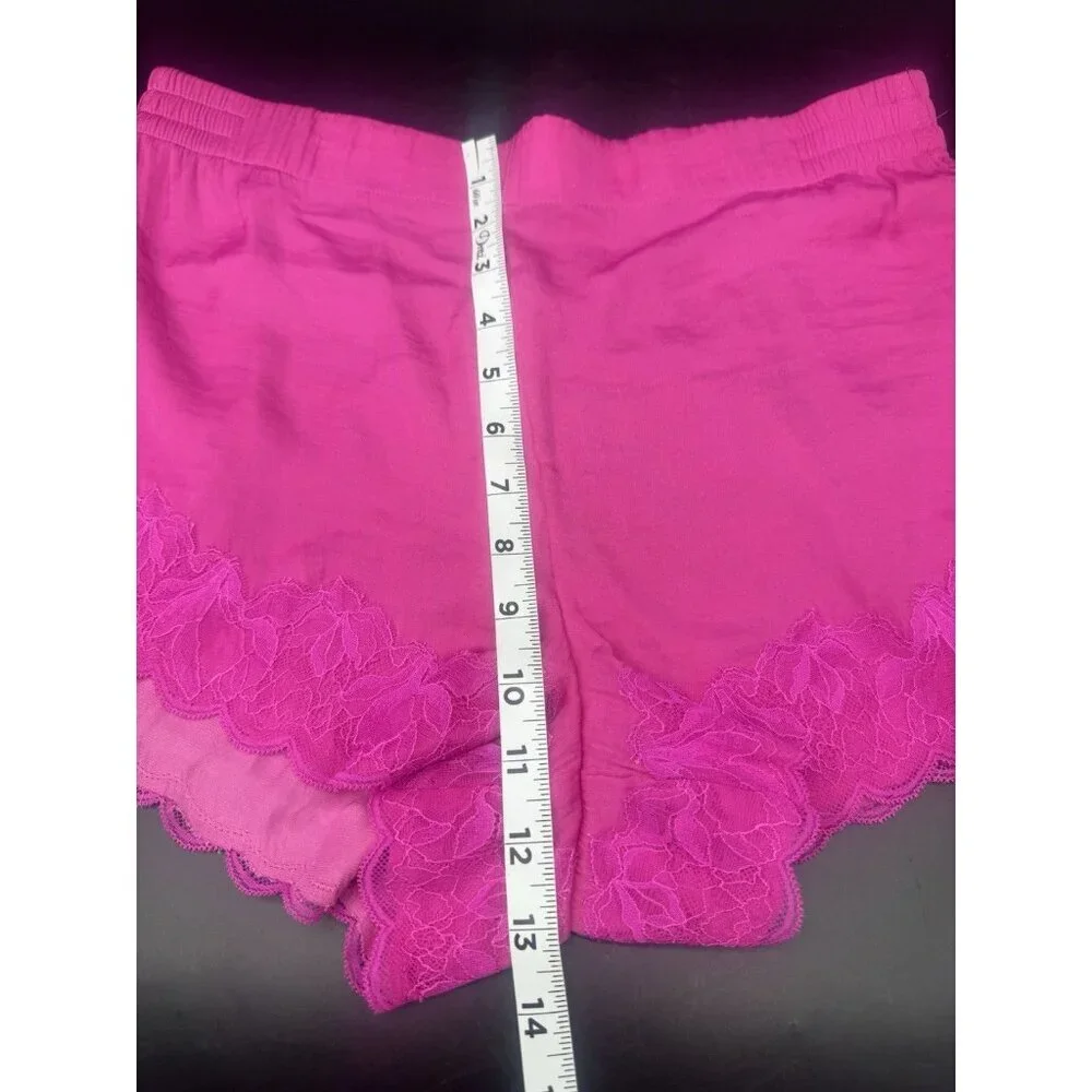 Soma Womens Deep Rose Pink‎ Lace Trim Satin Pajama Shorts M Loungewear Sexy